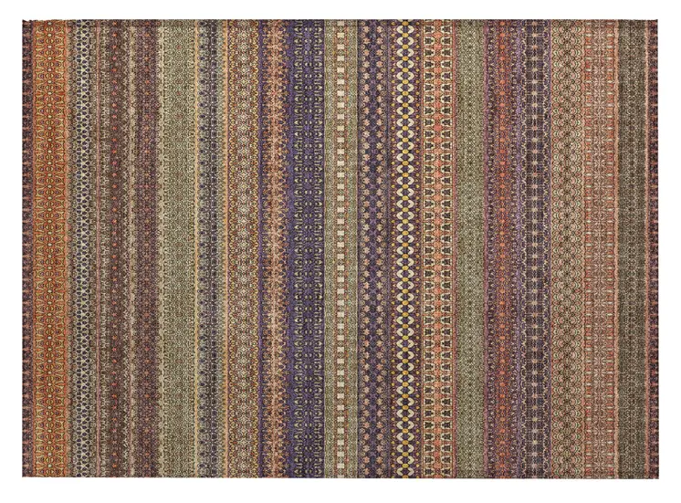 2' X 3' Orange Striped Washable Non Skid Indoor Outdoor Area Rug