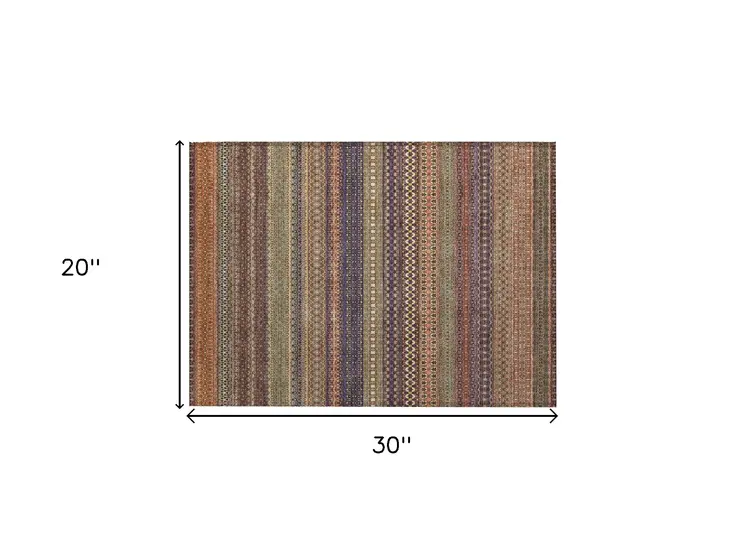 2' X 3' Orange Striped Washable Non Skid Indoor Outdoor Area Rug