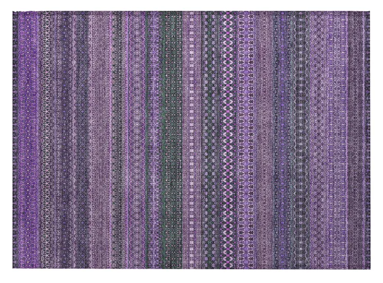 2' X 3' Purple Striped Washable Non Skid Indoor Outdoor Area Rug
