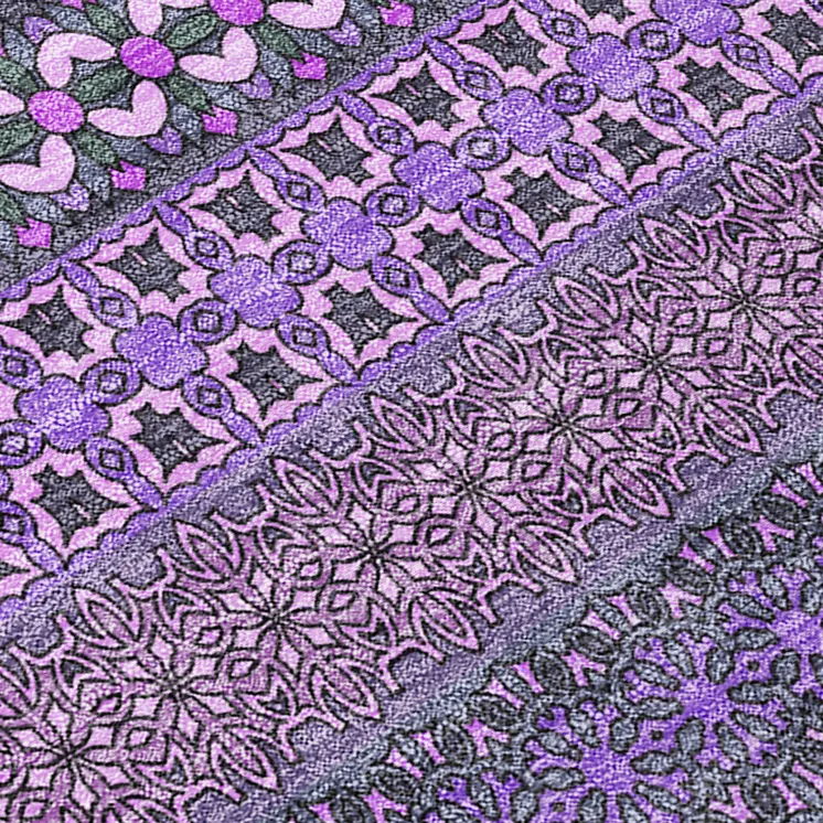 8' Round Purple Round Striped Washable Non Skid Indoor Outdoor Area Rug