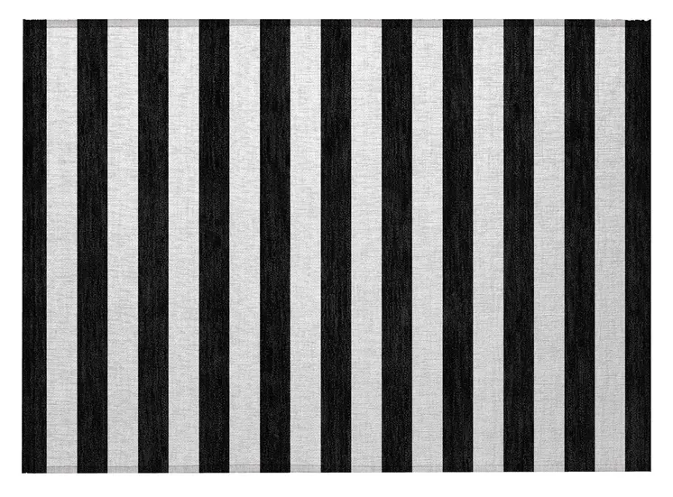 2' X 3' Black and White Striped Washable Indoor Outdoor Area Rug