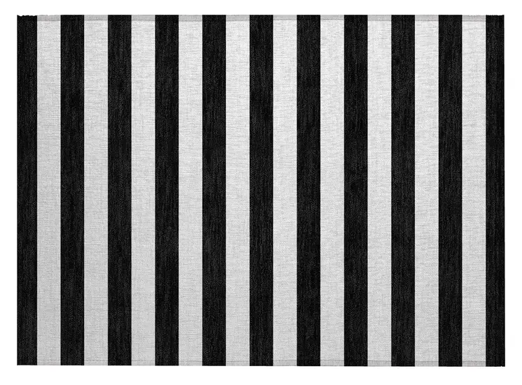 2' X 3' Black and White Striped Washable Indoor Outdoor Area Rug