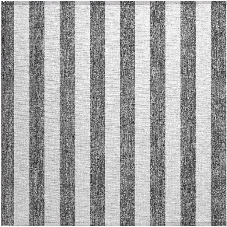2' X 3' Charcoal Striped Washable Non Skid Indoor Outdoor Area Rug