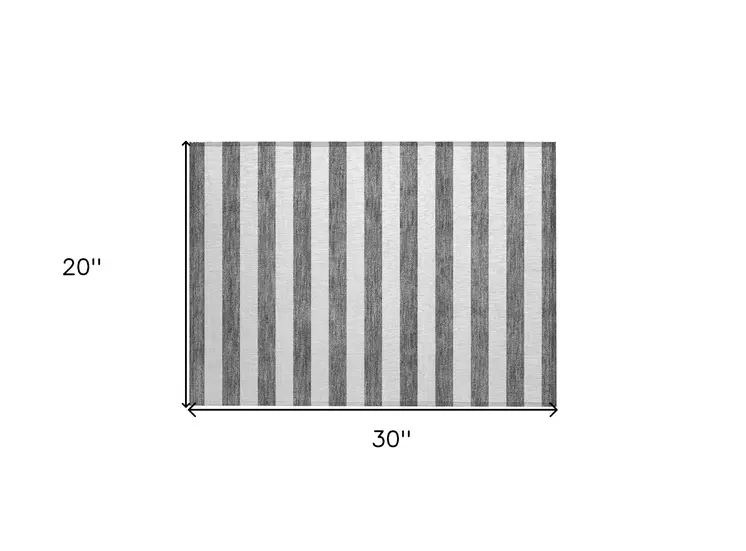 2' X 3' Charcoal Striped Washable Non Skid Indoor Outdoor Area Rug
