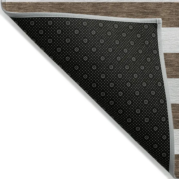 2' X 3' Chocolate Striped Washable Non Skid Indoor Outdoor Area Rug