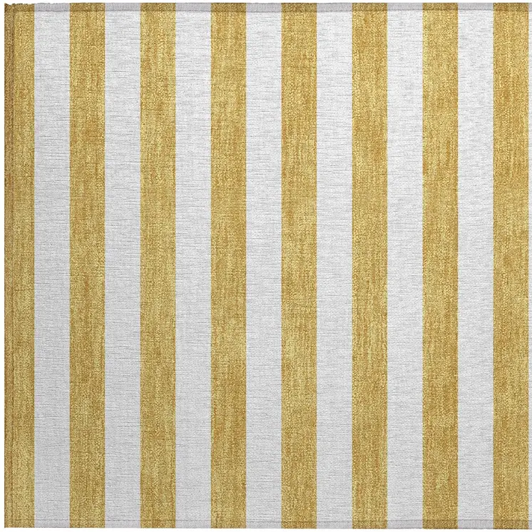 2' X 3' Gold Striped Washable Non Skid Indoor Outdoor Area Rug