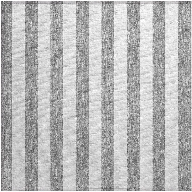 2' X 3' Gray and White Striped Washable Non Skid Indoor Outdoor Area Rug