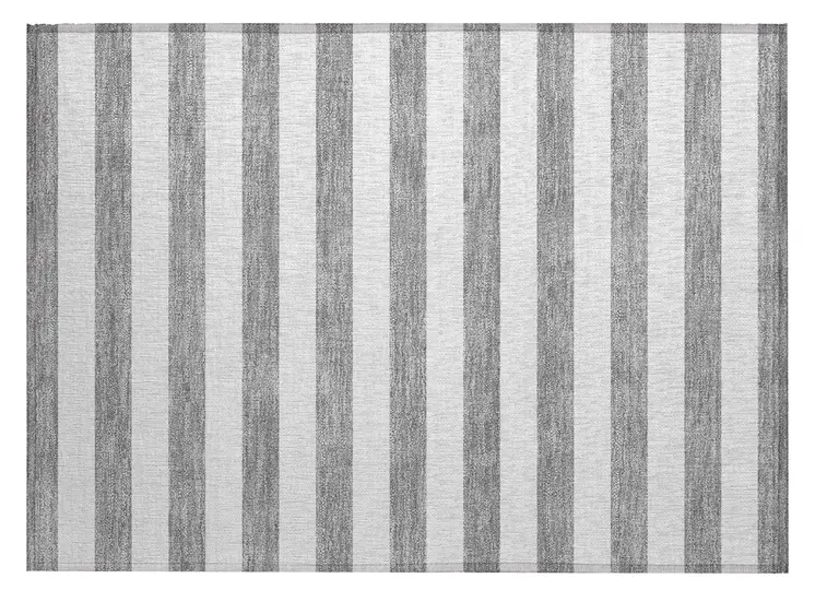 2' X 3' Gray and White Striped Washable Non Skid Indoor Outdoor Area Rug
