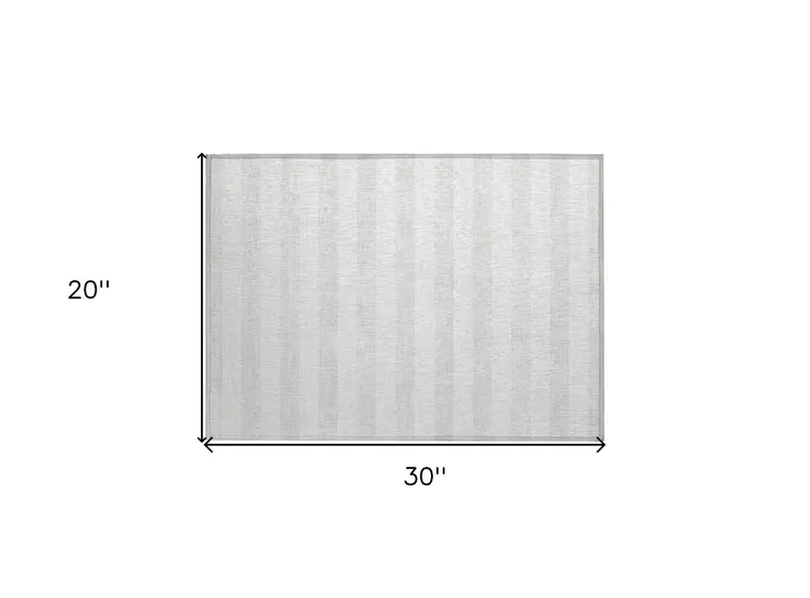 2' X 3' Ivory Striped Washable Indoor Outdoor Area Rug