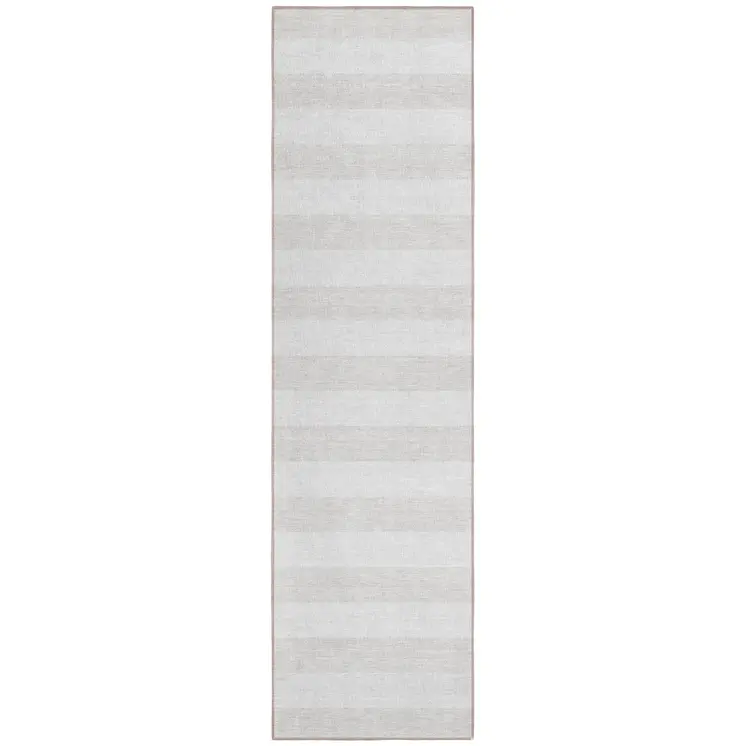 2' X 8' Ivory Striped Washable Indoor Outdoor Runner Rug