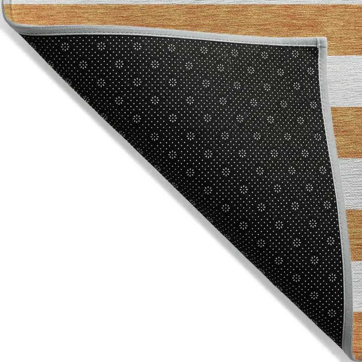 2' X 8' Orange and White Striped Washable Indoor Outdoor Runner Rug