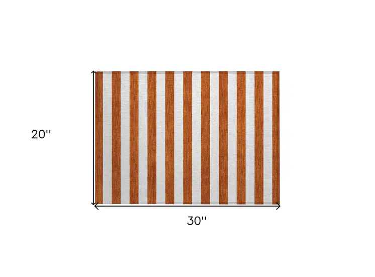 2' X 3' Orange Striped Washable Non Skid Indoor Outdoor Area Rug