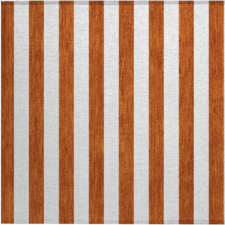2' X 3' Orange Striped Washable Non Skid Indoor Outdoor Area Rug