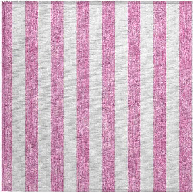 2' X 3' Pink and White Striped Washable Non Skid Indoor Outdoor Area Rug