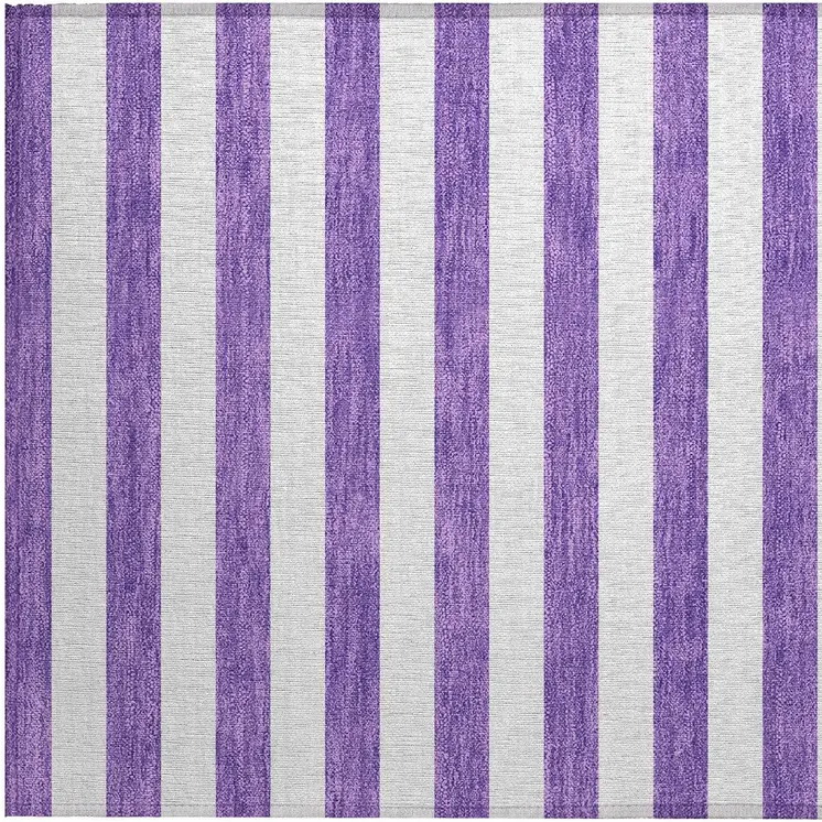2' X 3' Purple and White Striped Washable Non Skid Indoor Outdoor Area Rug