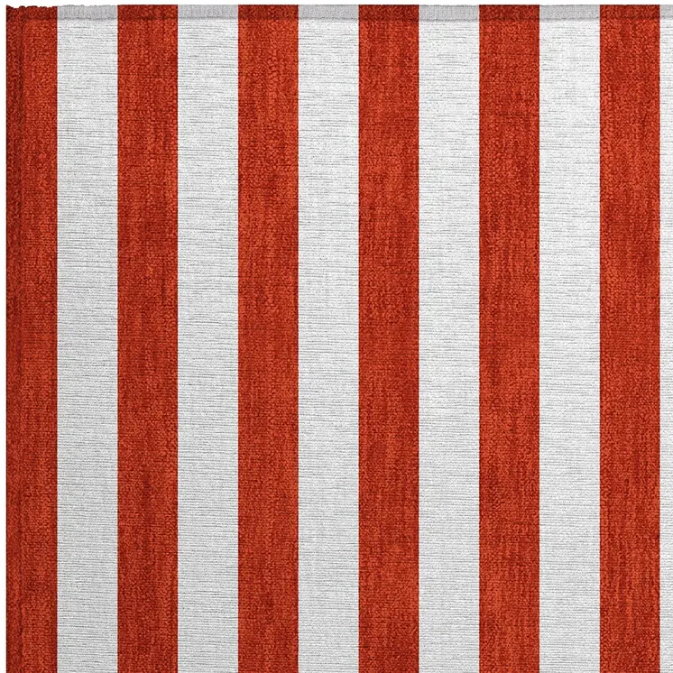 2' X 3' Red and White Striped Washable Non Skid Indoor Outdoor Area Rug
