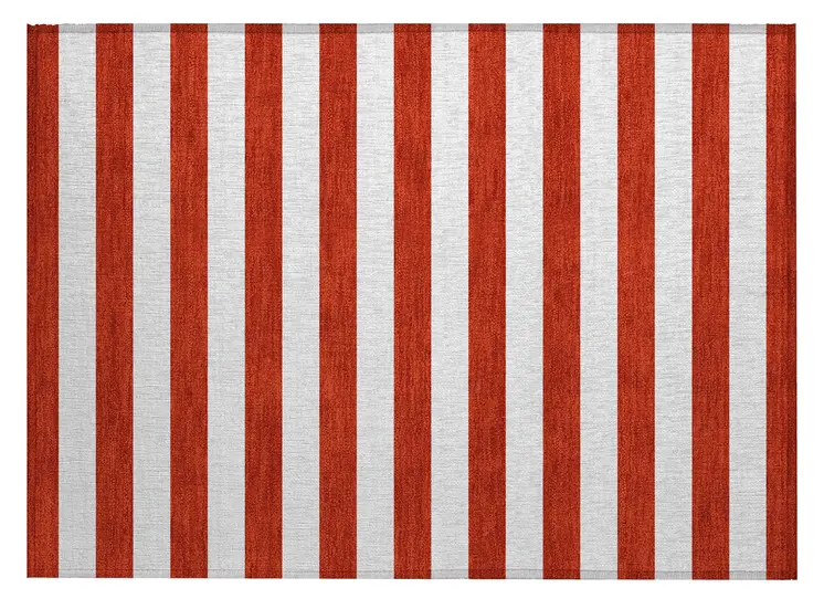 2' X 3' Red and White Striped Washable Non Skid Indoor Outdoor Area Rug