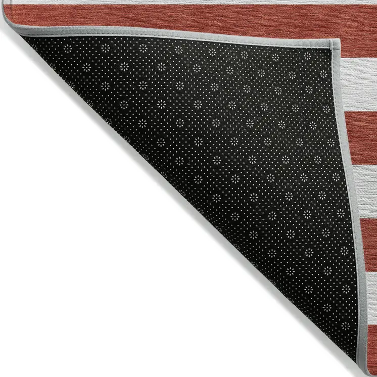 2' X 3' Red and White Striped Washable Non Skid Indoor Outdoor Area Rug