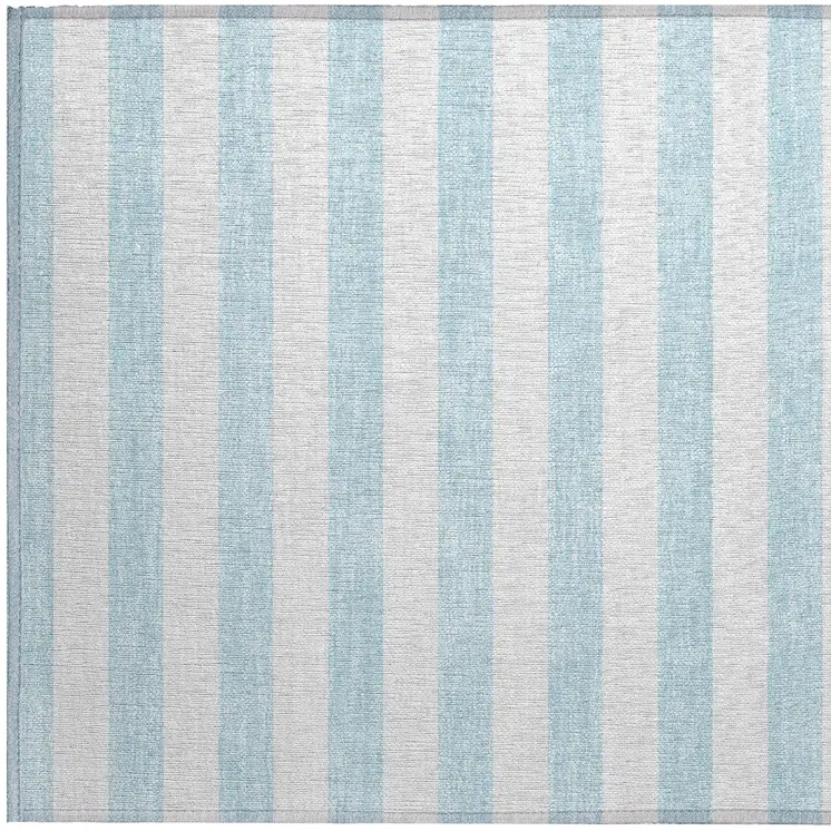 2' X 3' Sky Blue Striped Washable Non Skid Indoor Outdoor Area Rug