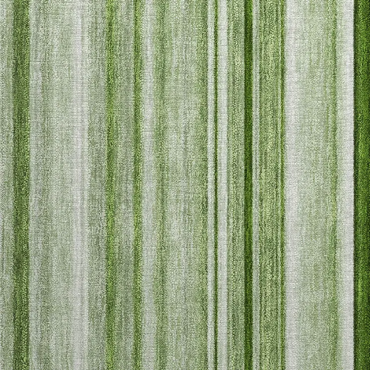 2' X 3' Artichoke Green Striped Washable Indoor Outdoor Area Rug
