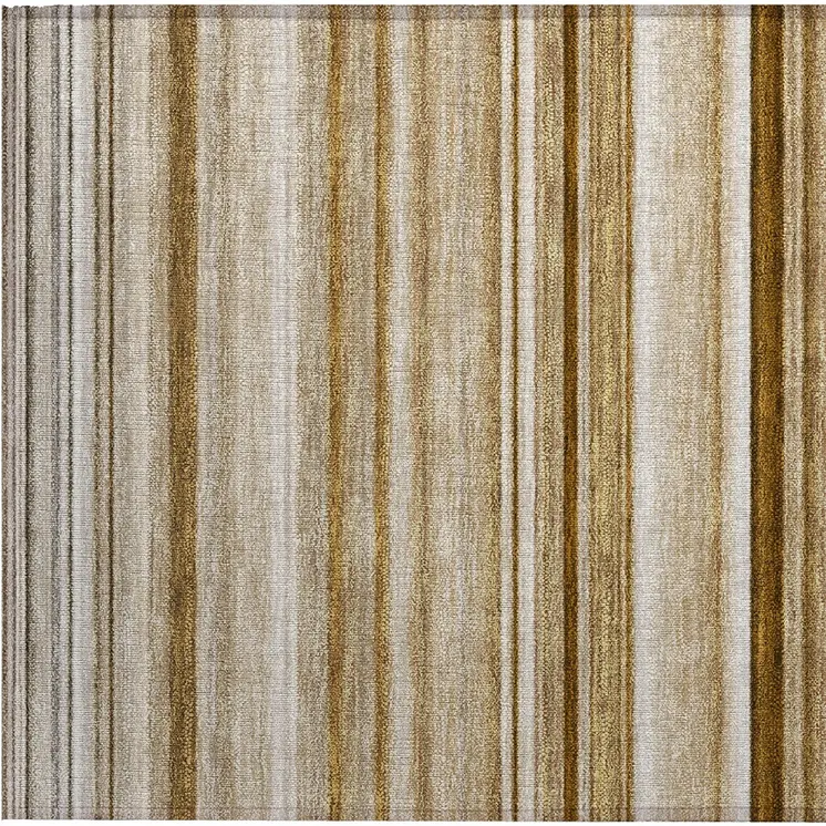 2' X 3' Chocolate Striped Washable Non Skid Indoor Outdoor Area Rug