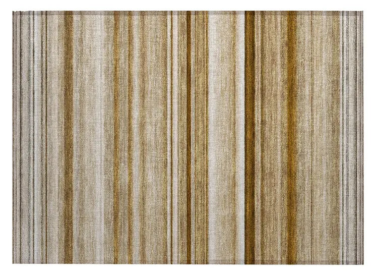 2' X 3' Chocolate Striped Washable Non Skid Indoor Outdoor Area Rug