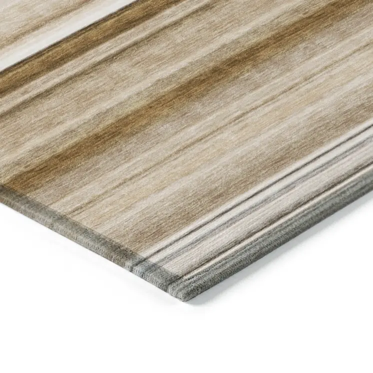 5' X 8' Chocolate Striped Washable Non Skid Indoor Outdoor Area Rug
