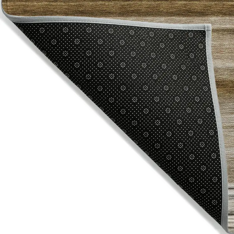 8' Round Chocolate Round Striped Washable Non Skid Indoor Outdoor Area Rug