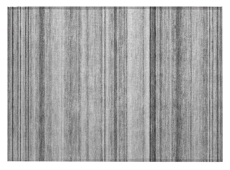 2' X 3' Gray Striped Washable Non Skid Indoor Outdoor Area Rug