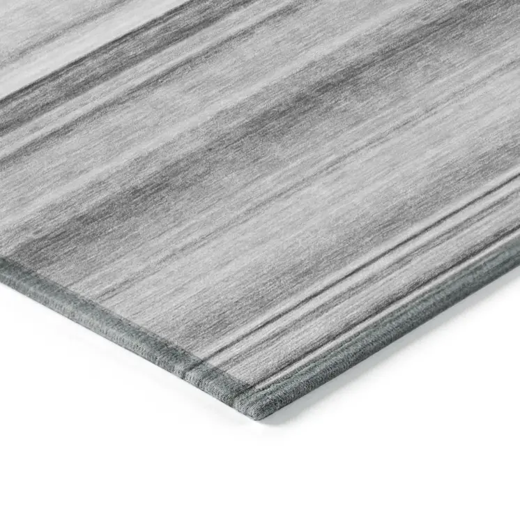 8' Round Gray Round Striped Washable Non Skid Indoor Outdoor Area Rug