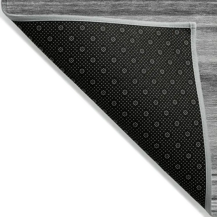 8' X 10' Gray Striped Washable Non Skid Indoor Outdoor Area Rug