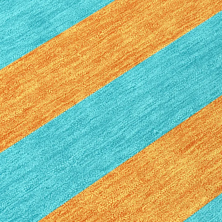 9' X 12' Aqua Striped Washable Non Skid Indoor Outdoor Area Rug