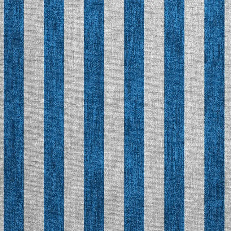 2' X 3' Blue and Ivory Striped Washable Non Skid Indoor Outdoor Area Rug