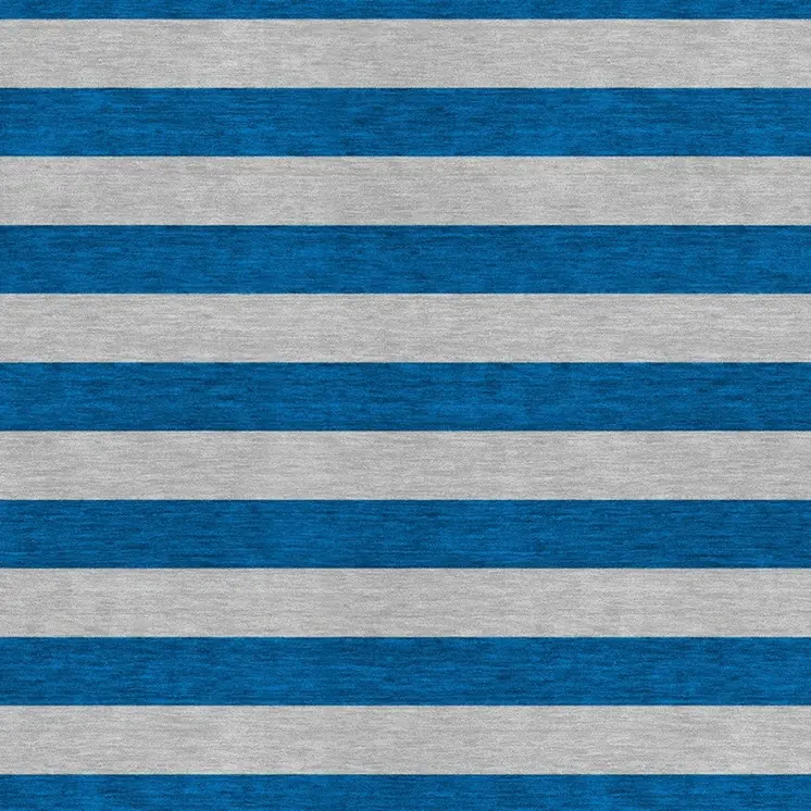 3' X 5' Blue and Ivory Striped Washable Indoor Outdoor Area Rug