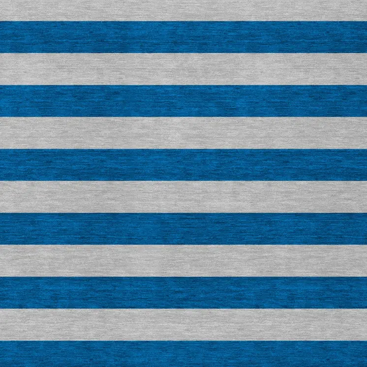 9' X 12' Blue and Ivory Striped Washable Indoor Outdoor Area Rug
