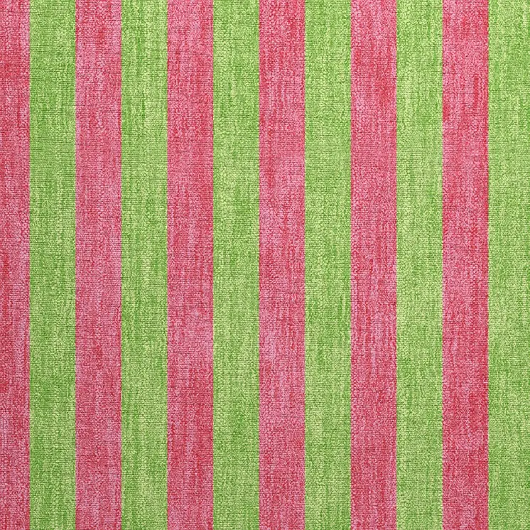 2' X 3' Green and Red Striped Washable Non Skid Indoor Outdoor Area Rug