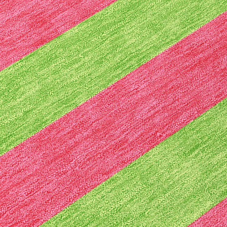 10' X 14' Green and Red Striped Washable Non Skid Indoor Outdoor Area Rug