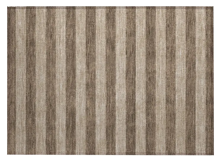2' X 3' Coffee Striped Washable Non Skid Indoor Outdoor Area Rug