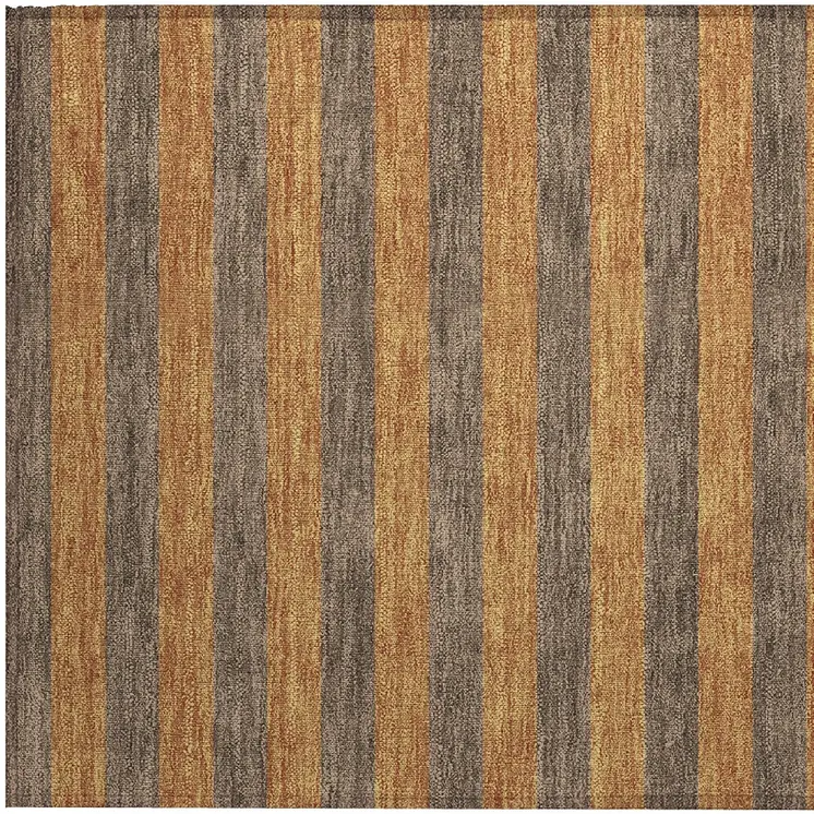 2' X 3' Brown and Tan Striped Washable Non Skid Indoor Outdoor Area Rug