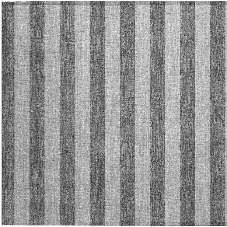 2' X 3' Gray and White Striped Washable Non Skid Indoor Outdoor Area Rug