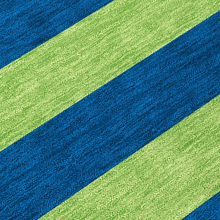 8' Round Navy Blue Round Striped Washable Non Skid Indoor Outdoor Area Rug