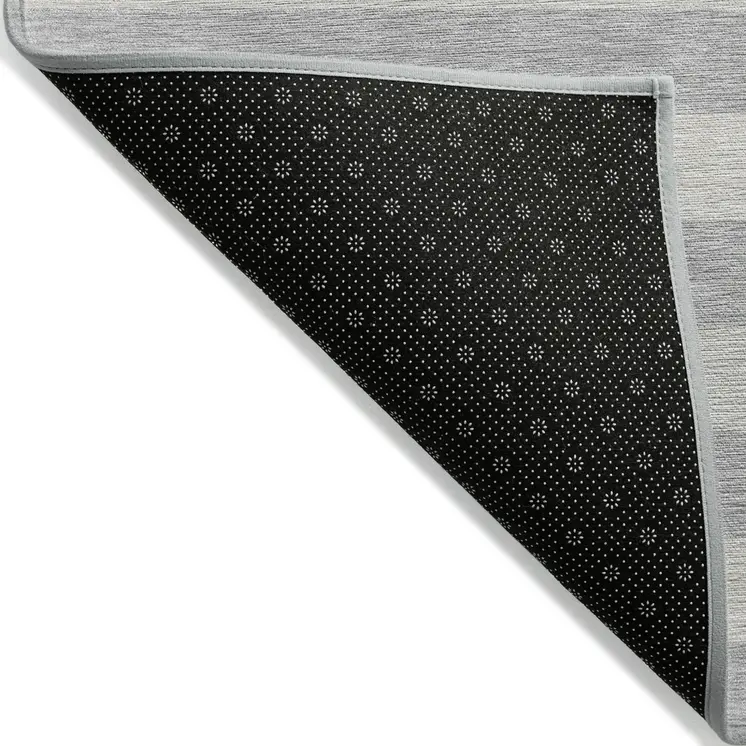 8' Round Gray and Ivory Round Striped Washable Non Skid Indoor Outdoor Area Rug