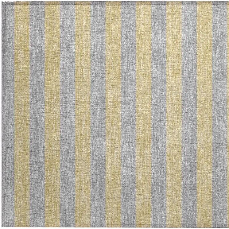 2' X 3' Silver Striped Washable Non Skid Indoor Outdoor Area Rug