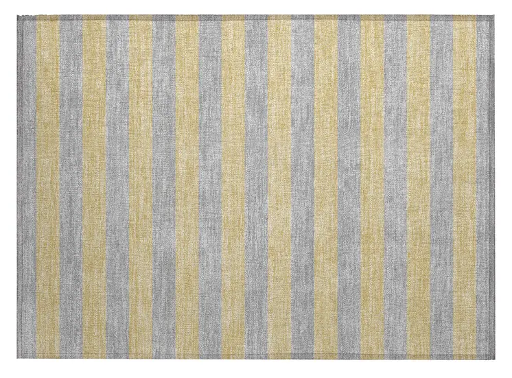 2' X 3' Silver Striped Washable Non Skid Indoor Outdoor Area Rug