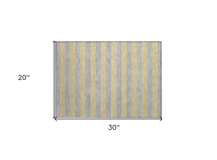 2' X 3' Silver Striped Washable Non Skid Indoor Outdoor Area Rug