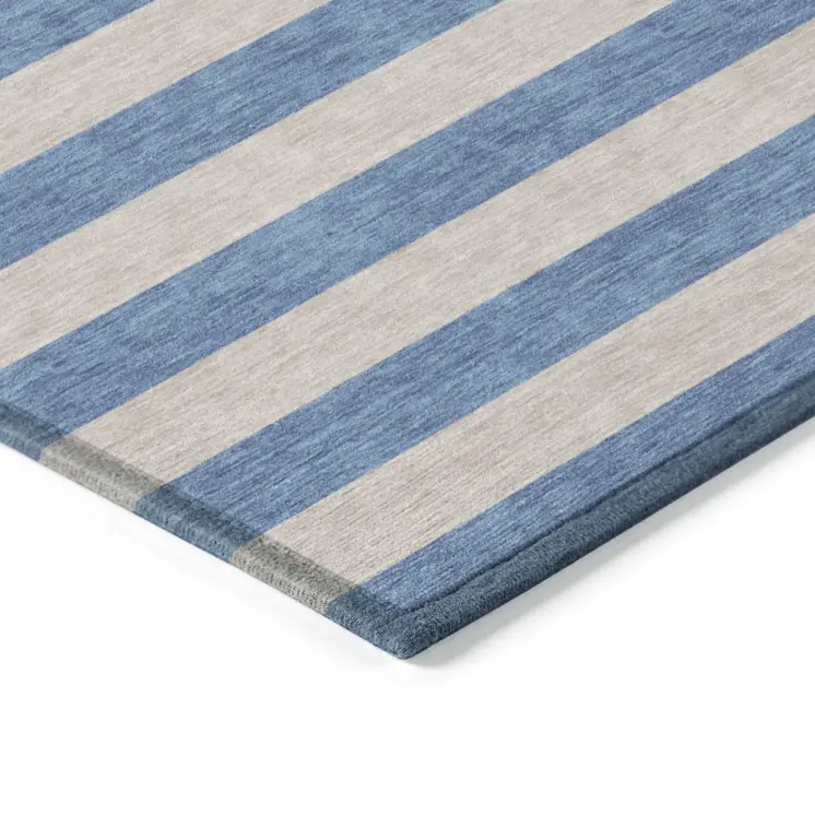 8' Round Tan Round Striped Washable Non Skid Indoor Outdoor Area Rug