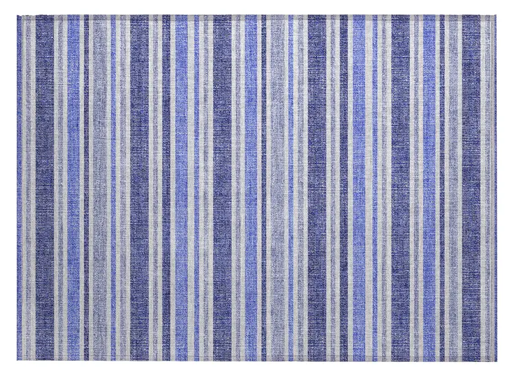 2' X 3' Blue Striped Washable Non Skid Indoor Outdoor Area Rug