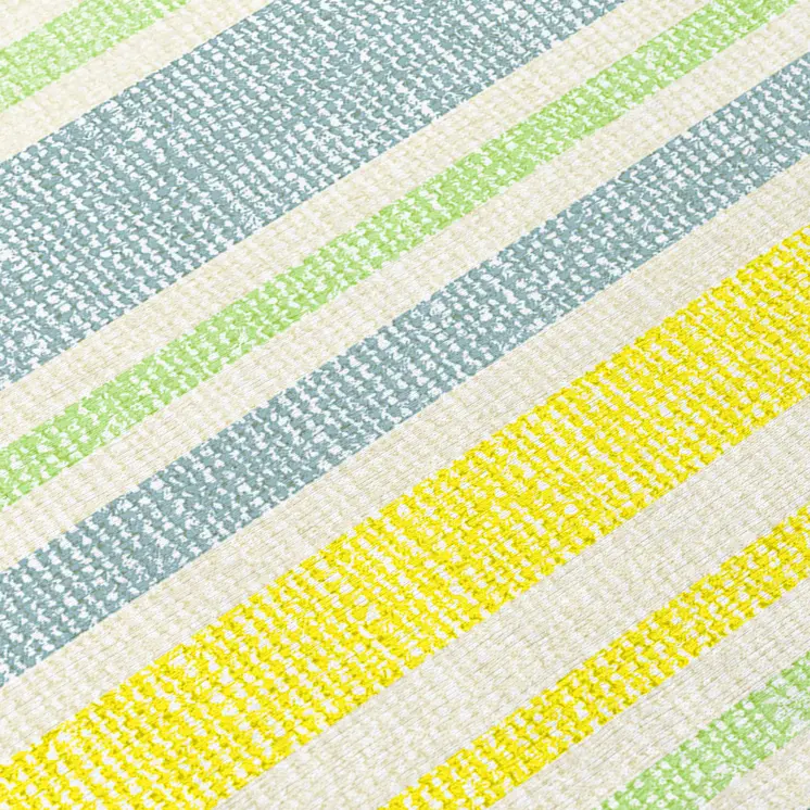 8' Round Blue and Yellow Round Striped Washable Non Skid Indoor Outdoor Area Rug
