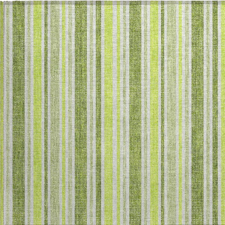 2' X 3' Green and Yellow Striped Washable Non Skid Indoor Outdoor Area Rug