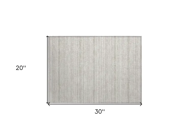 2' X 3' Ivory Striped Washable Non Skid Indoor Outdoor Area Rug